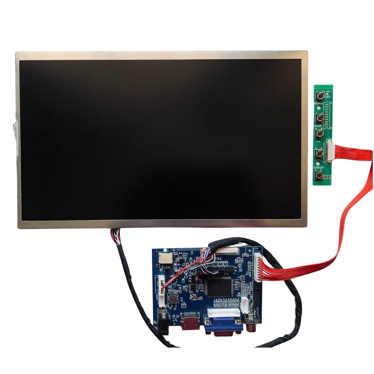 نمایشگر 10.1 اینچ همراه با پک کامل برد درایور PCB800099 نمایشگر 10.1 اینچ همراه با پک کامل برد درایور PCB800099
